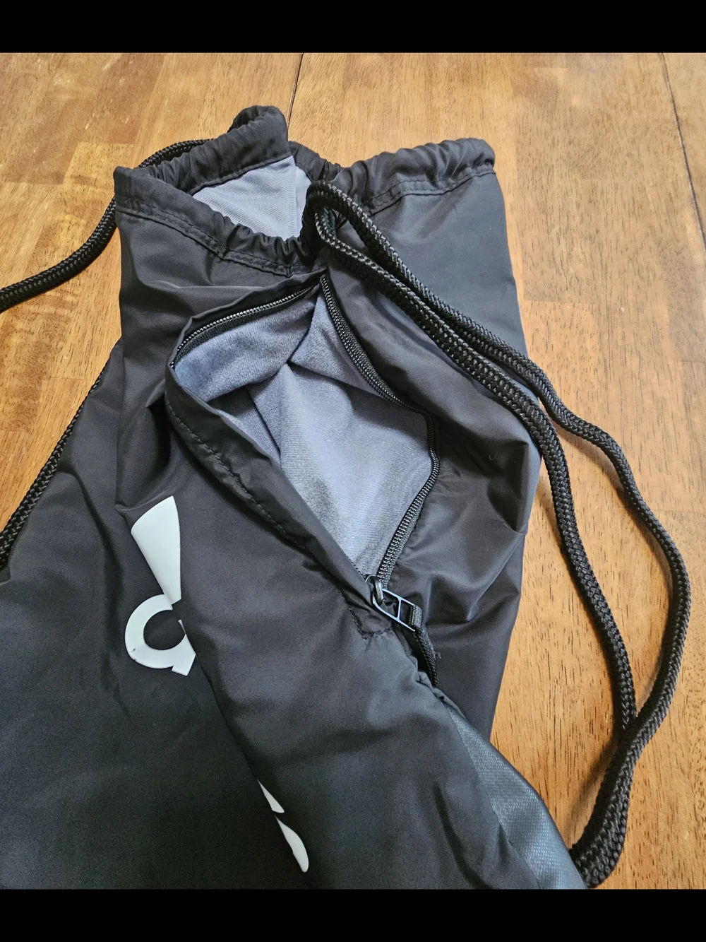 adidas Black Drawstring Trefoil Sack with Side Zip Pocket